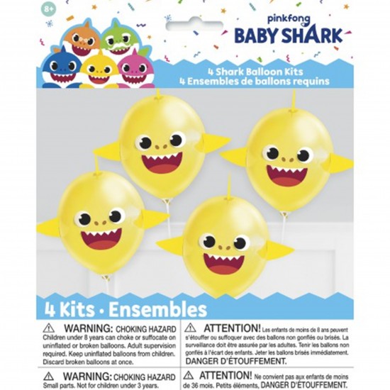 77395  12" Make Your Own Baby Shark Latex Balloons (4PCs) air fill, cannot float