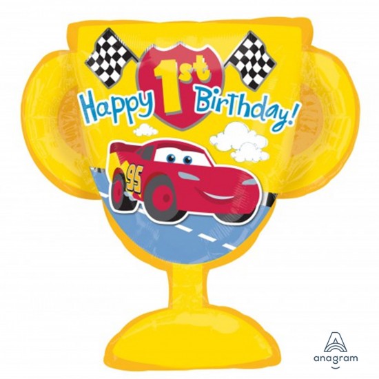 25327 35" Cars 1st Birthday Trophy Balloon (Not Inflated)