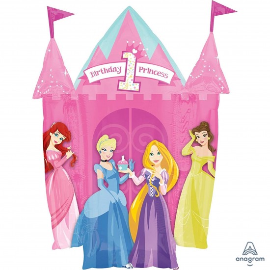 25328 26" Princesses 1st Birthday Castle Jumbo Foil Balloon (Not Inflated)