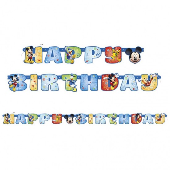 59866  Mickey Mouse Jointed 6ft. Happy Birthday Banner 6ft.  (183cm) 6FEET