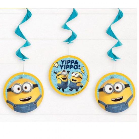 78180 Minions Hanging Swirls Decorations 3ct