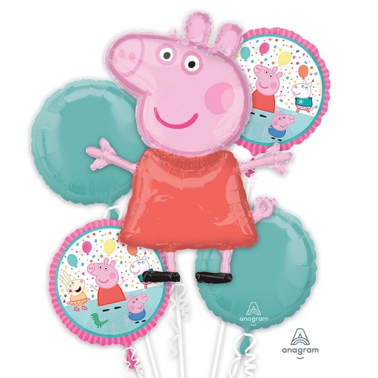 41541 Peppa Pig Birthday Balloon Bouquet (Not Inflated)