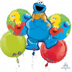 32550 Cookie Monster Style Birthday Balloon Bouquet (Not Inflated)