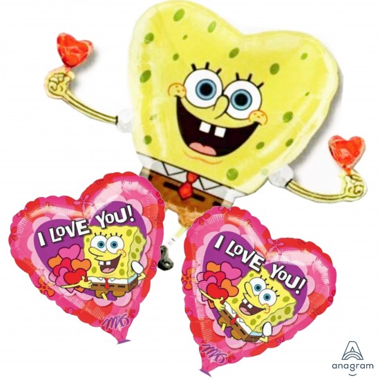 10479 Spongebob Valentine 3 Balloon (Not Inflated) Bunch