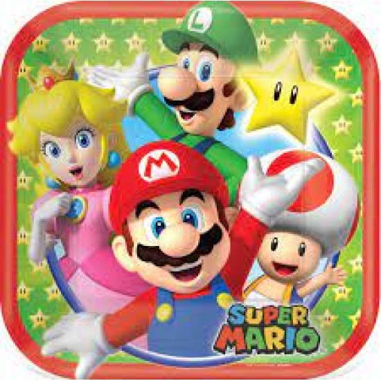 551554 Super Mario Square Dinner Plates 8ct