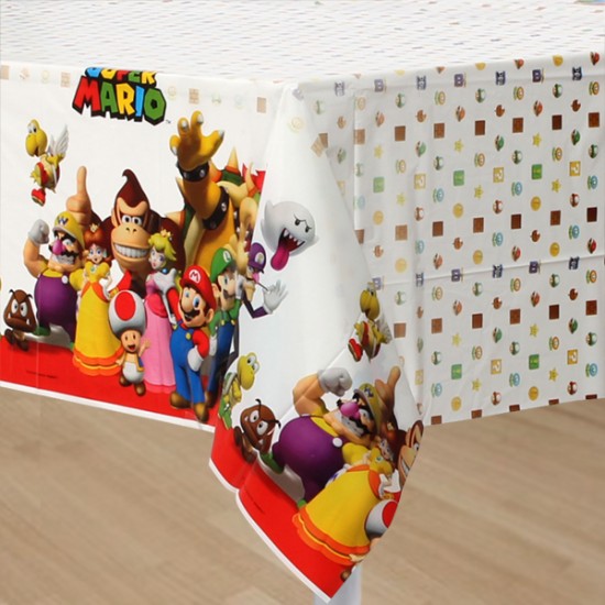 571554   Super Mario and Friends Plastic Table Cover 1.37m x 2.13m