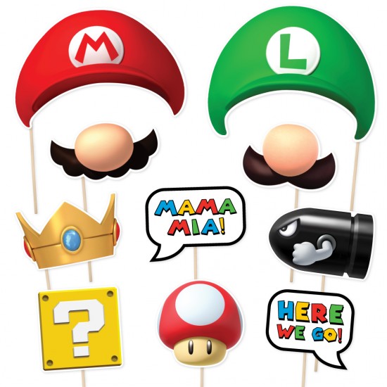 671174   Super Mario Photo Booth Props 10pk